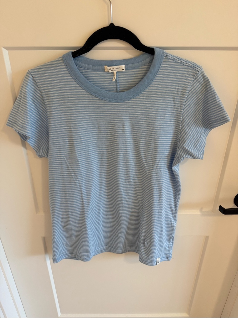 Rag & Bone Women’s M Blue White Striped 100% Cotton Crewneck T-Shirt Tee